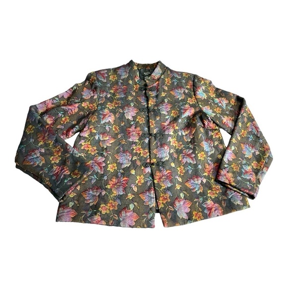 M.D.L. New York Ladies Brocade/Lined Jacket w/ Four Frog Closures - size L - Picture 5 of 9